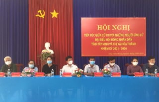 Ứng cử viên đại biểu HĐND thị xã Hòa Thành tiếp xúc cử tri xã Long Thành Nam, phường Long Thành Trung và Hiệp Tân