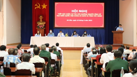 Trưởng Ban Tuyên giáo Trung ương cùng các ứng cử viên đại biểu Quốc hội khóa XV tiếp xúc cử tri huyện Gò Dầu