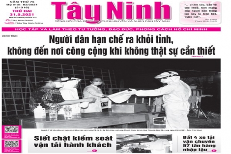 Điểm báo in Tây Ninh ngày 31.05.2021