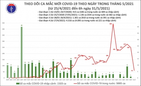 Sáng 31/5: Thêm 61 ca mắc COVID-19 trong nước, Việt Nam hiện có 7.168 bệnh nhân