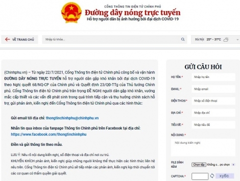 Đưa vào vận hành đường dây nóng trực tuyến hỗ trợ người dân bị ảnh hưởng bởi đại dịch Covid-19