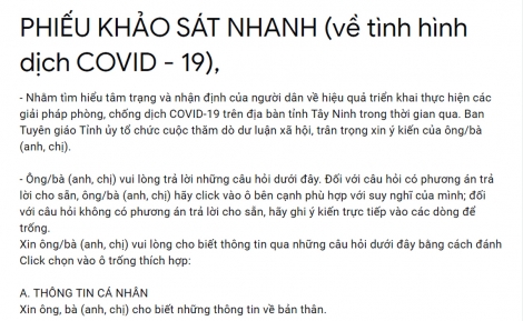 Tổ chức điều tra dư luận xã hội về công tác phòng, chống dịch Covid-19