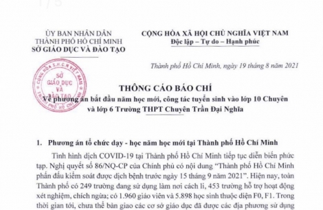 TPHCM: Học sinh THCS, THPT học trực tuyến chính thức từ 6/9, tiểu học từ 20/9