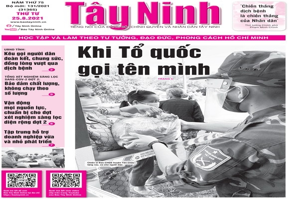 Điểm báo in Tây Ninh ngày 25.08.2021