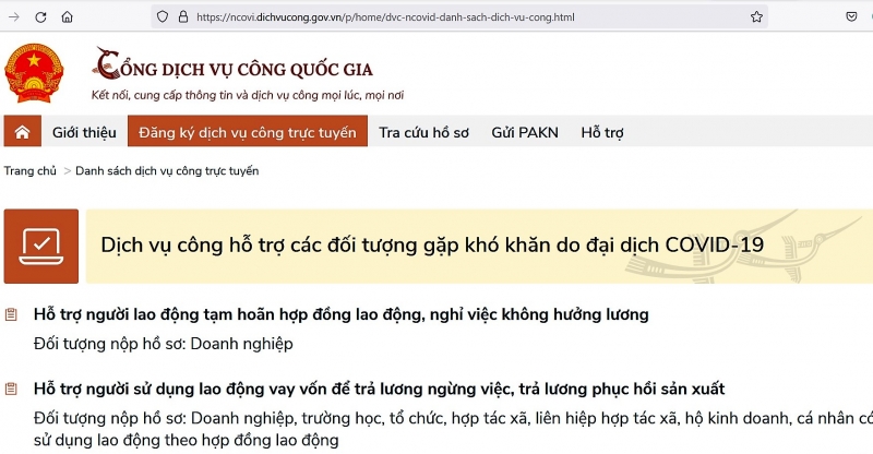 Cung cấp 7 dịch vụ công hỗ trợ đối tượng gặp khó khăn do đại dịch Covid-19