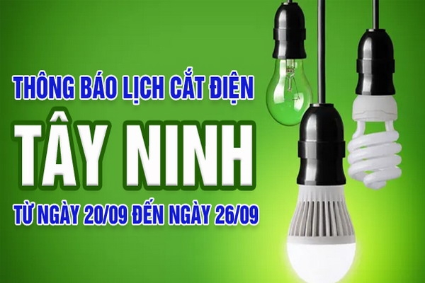 Thông báo ngừng cung cấp điện từ ngày 20.9 đến 26.9.2021