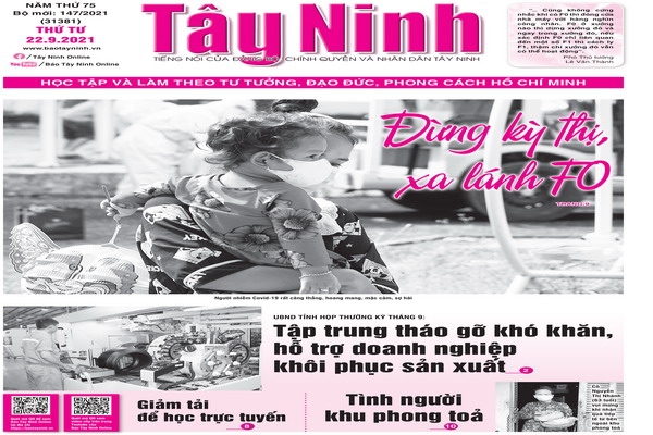 Điểm báo in Tây Ninh ngày 22.09.2021