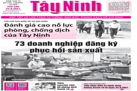 Điểm báo in Tây Ninh ngày 24.09.2021