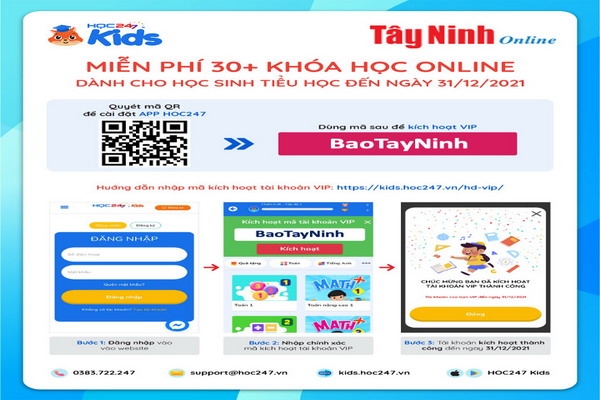 Nhập mã “BaoTayNinh” để học online miễn phí học kỳ 1 năm học 2021-2022