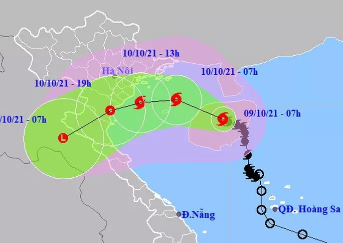 Bão số 7 giật cấp 11 vào vịnh Bắc Bộ, đổi hướng di chuyển hướng vào nước ta