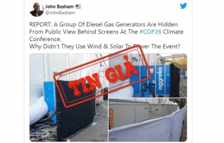Thông tin “Máy phát điện chạy dầu diesel được sử dụng ở hội nghị COP26” là sai sự thật