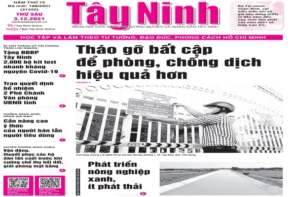 Điểm báo in Tây Ninh ngày 03.12.2021