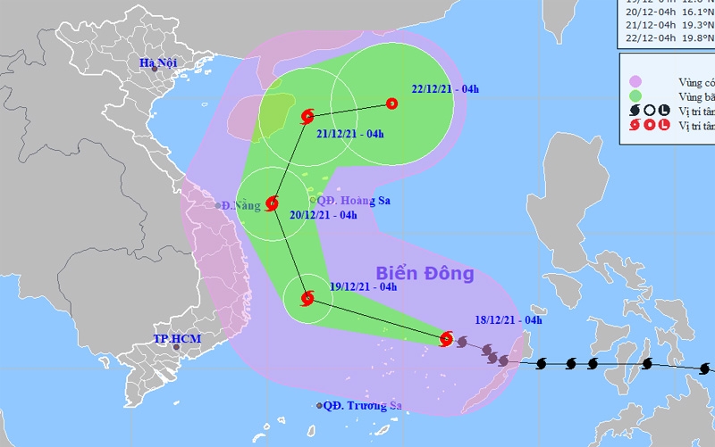 Bão số 9 di chuyển nhanh theo hướng Tây Tây Bắc, gió giật cấp 17