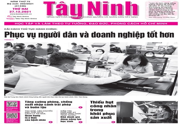 Điểm báo in Tây Ninh ngày 27.12.2021