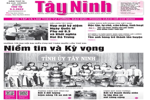 Điểm báo in Tây Ninh ngày 09.03.2022