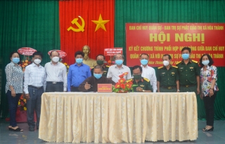 Ban Chỉ huy Quân sự thị xã Hòa Thành: Ký kết hoạt động với Ban Trị sự Phật giáo thị xã