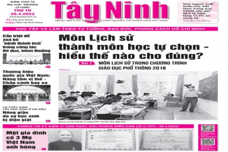 Điểm báo in Tây Ninh ngày 20.04.2022