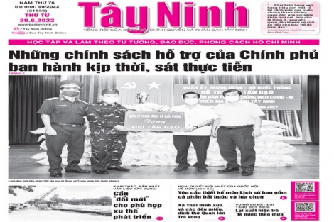 Điểm báo in Tây Ninh ngày 29.06.2022