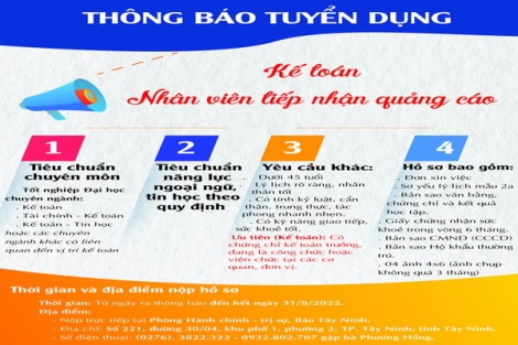 Báo Tây Ninh thông báo tuyển dụng Kế toán