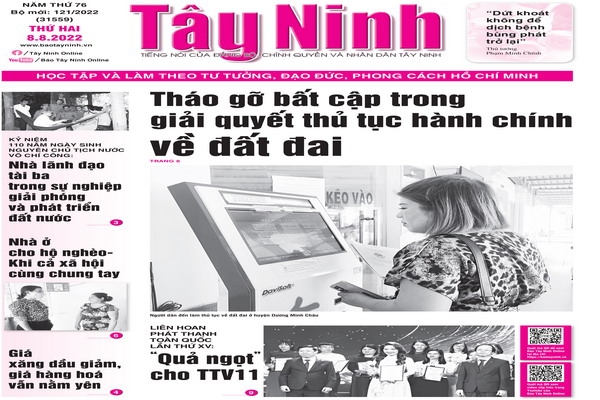 Điểm báo in Tây Ninh ngày 08.08.2022