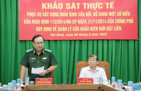 Bộ Quốc phòng khảo sát xây dựng, bổ sung, sửa đổi Nghị định 112 của Chính phủ tại tỉnh Tây Ninh