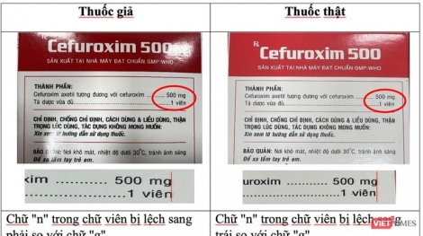 Cảnh báo: Xuất hiện thuốc kháng sinh CEFUROXIM 500 giả trên thị trường