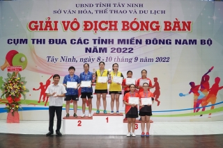 Kết thúc Giải vô địch bóng bàn cụm thi đua miền Đông Nam bộ năm 2022: Tây Ninh đạt thành tích thứ nhì