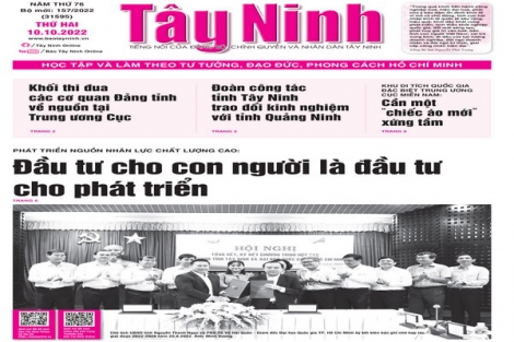 Điểm báo in Tây Ninh ngày 10.10.2022