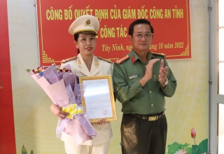 Giám đốc Công an tỉnh: Bổ nhiệm Trưởng phòng An ninh kinh tế và Phó Trưởng Công an thành phố Tây Ninh