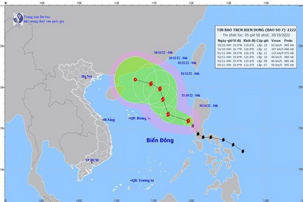 Bão Nalgae đã đi vào Biển Đông, trở thành cơn bão số 7