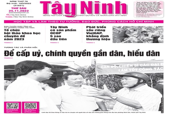 Điểm báo in Tây Ninh ngày 25.11.2022