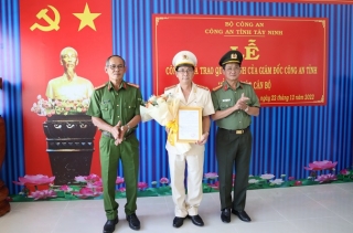 Công an tỉnh Tây Ninh: Công bố các quyết định về công tác cán bộ