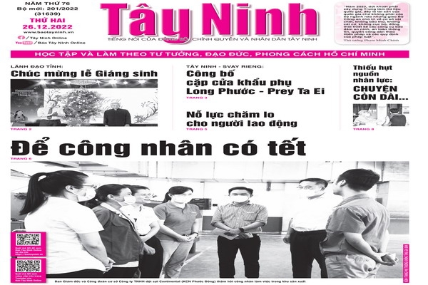 Điểm báo in Tây Ninh ngày 26.12.2022