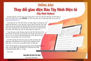 Thông báo thay đổi giao diện Báo Tây Ninh Điện tử (Tây Ninh Online)