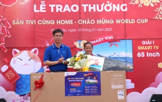 “Săn tivi cùng Home - Chào mừng World Cup”: Khách hàng ở Tân Hoà trúng giải Nhất Smart TV 4K 65 inch