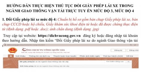 Hướng dẫn thủ tục cấp, đổi giấy phép lái xe trên Cổng dịch vụ công Quốc gia