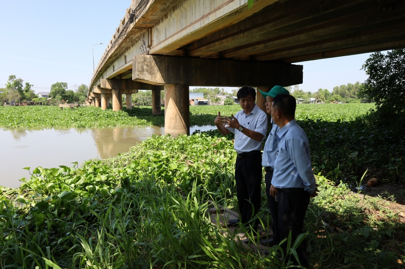 Sở Giao thông Vận tải kiểm tra công tác xử lý lục bình trên sông Vàm Cỏ Đông