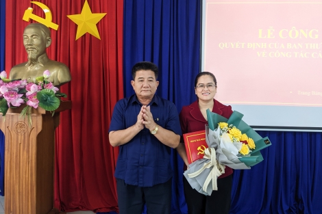 Bà Nguyễn Thị Thủy Cúc- Bí thư Đảng ủy xã Phước Chỉ được bổ nhiệm giữ chức vụ Trưởng Ban Tuyên giáo Thị ủy Trảng Bàng