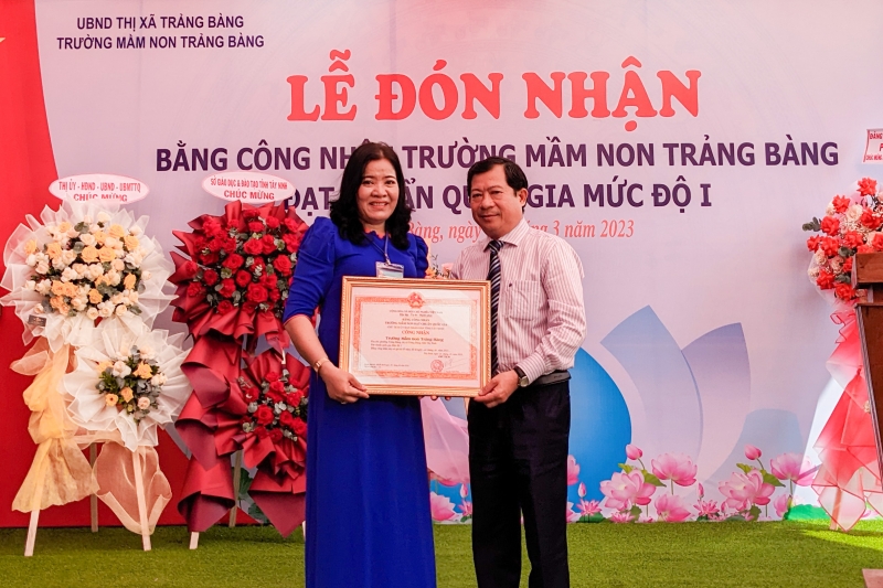 Trường mầm non Trảng Bàng: Được công nhận đạt chuẩn quốc gia mức độ I