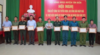 Tân Biên: Tổng kết công tác tuyển chọn, gọi công dân nhập ngũ năm 2023