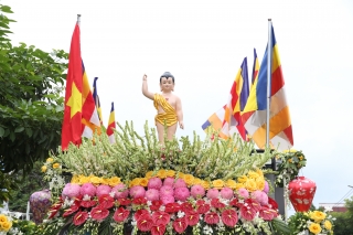 Dâng hoa mùa Phật đản