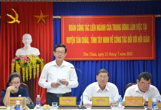Đoàn công tác liên ngành của Trung ương làm việc với UBND huyện Tân Châu về công tác tôn giáo
