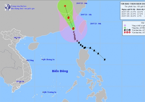 Thời tiết ngày 28/7: Bão số 2 di chuyển theo hướng Bắc Tây Bắc và suy yếu dần