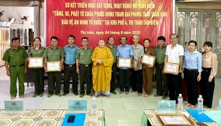 Tân Biên: Sơ kết mô hình “Tăng, ni, phật tử chùa Phước Hưng tham gia phong trào toàn dân bảo vệ an ninh Tổ quốc”