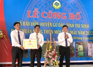 Xã Bàu Đồn (huyện Gò Dầu): Được công nhận đạt chuẩn nông thôn mới kiểu mẫu
