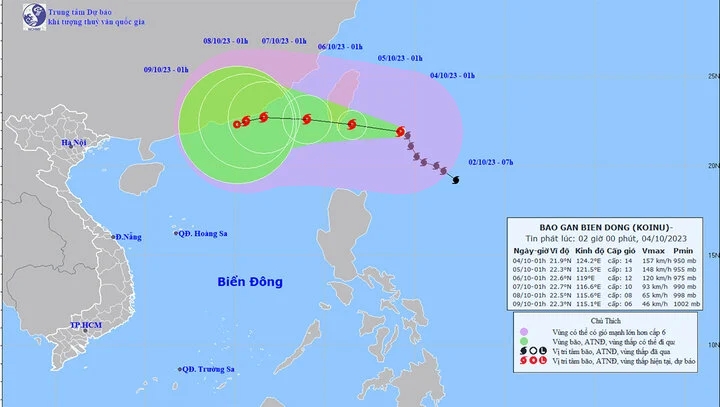 Khi nào bão Koinu đổ bộ Biển Đông?