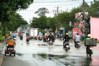 Đoạn đường Tua Hai ngập sau mưa
