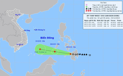 Áp thấp nhiệt đới khả năng vào Biển Đông ngày 21/12