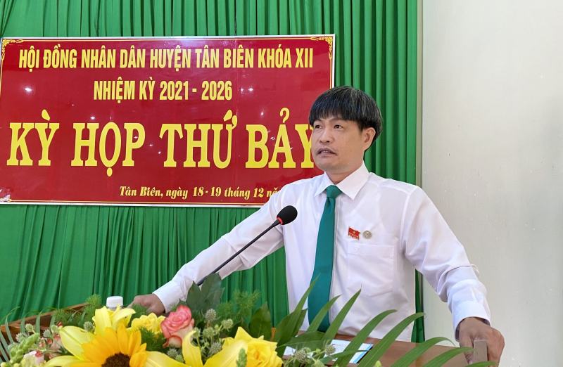 Ông Thành Từ Dũ- Bí thư Huyện uỷ, Chủ tịch HĐND huyện Tân Biên đạt 96,43% phiếu tín nhiệm cao