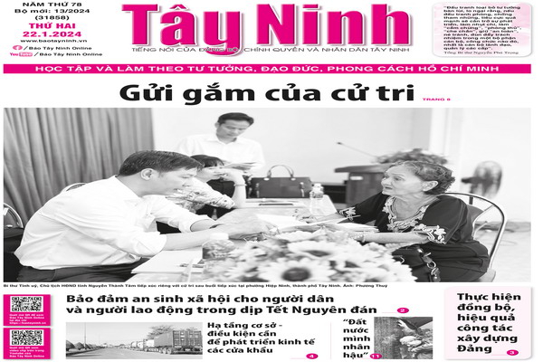 Điểm báo in Tây Ninh ngày 22.01.2024